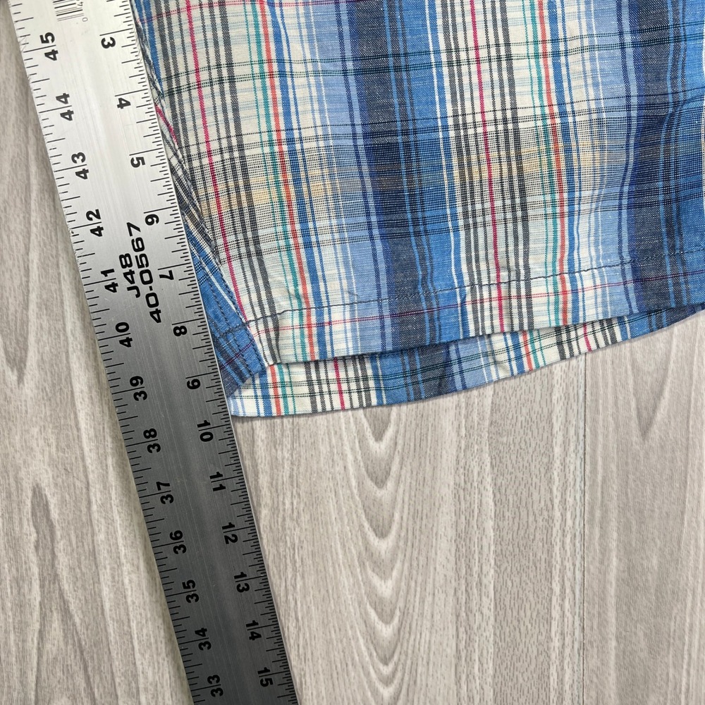 Tommy Bahama Linen Plaid Shorts Mens 38 Blue Vacation Summer Comfort EUC - Picture 6 of 7